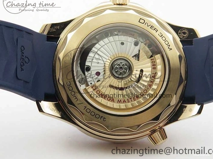 0322 2018 Seamaster Diver 300M RG Blue Ceramic VSF 1:1 Best Edition Blue Dial on Blue Rubber Strap A WeatherProof 7914